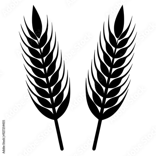 Set of wheat grain ears icon. Wheat ear art front view. Agriculture wheat ear silhouette art illustration