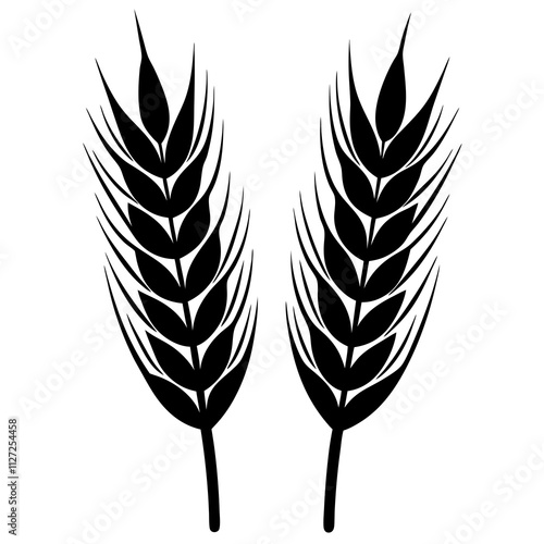 Set of wheat grain ears icon. Wheat ear art front view. Agriculture wheat ear silhouette art illustration