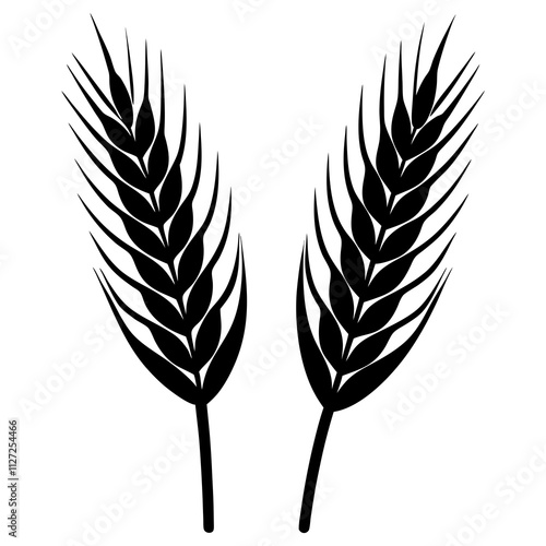 Set of wheat grain ears icon. Wheat ear art front view. Agriculture wheat ear silhouette art illustration