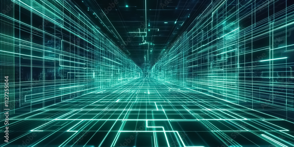 A glowing, interconnected circuit grid in shades of blue and green over a dark black background, evoking high-tech, futuristic themes
A glowing, interconnected circuit grid in shades of blue and green over a dark black background, evoking high-tech, futuristic themes
