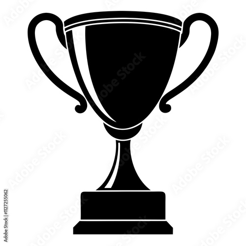 Black award trophy cup icon. A simple trophy cup art front view. Trophy cup silhouette art & illustration.