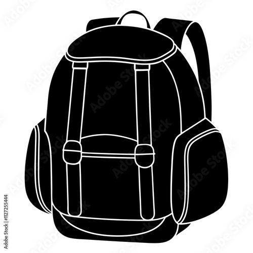 A simple backpack icon. School bag art front view. Bag silhouette art & illustration.