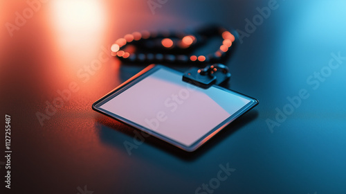 Wallpaper Mural Blank name badge with chain under colorful lighting Torontodigital.ca