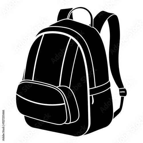 A simple backpack icon. School bag art front view. Bag silhouette art illustration