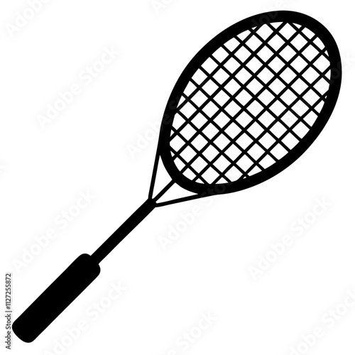 A simple badminton racket icon. Tennis racket art front view. Racket silhouette art illustration