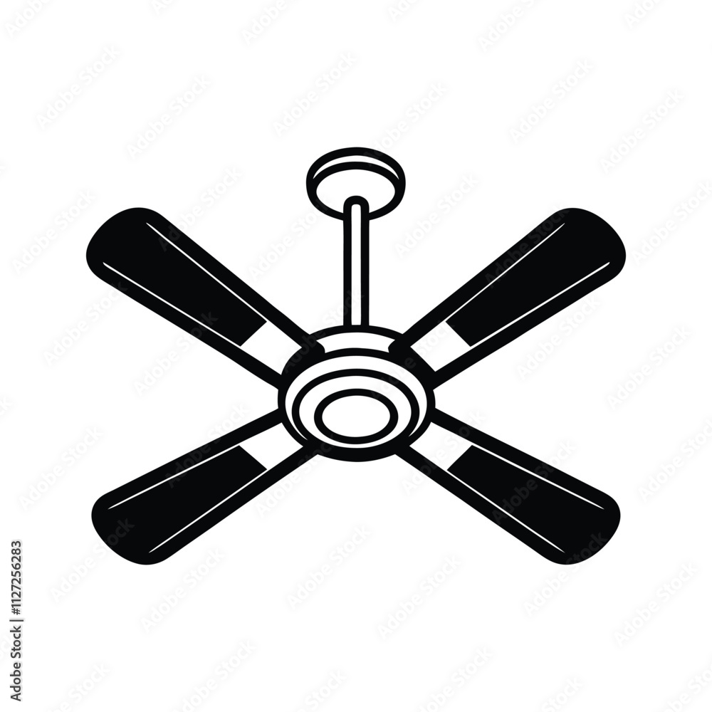 Modern Ceiling Fan Vector Illustration for Home Interior Cooling and Stylish Appliance Design Modern Ceiling Fan Vector Illustration for Home Interior Cooling and Stylish Appliance Design