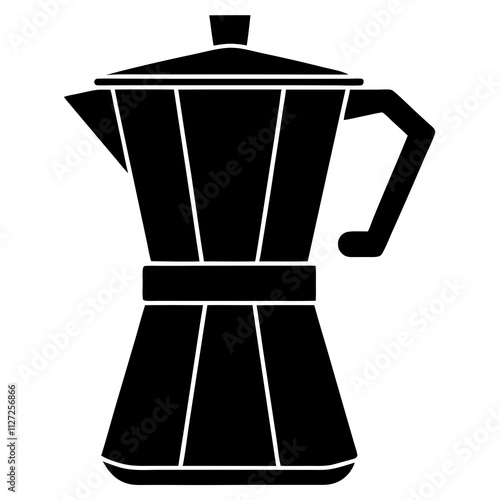 Black coffee maker jug shape icon. A simple coffee maker art front view. Coffee maker silhouette art & illustration.