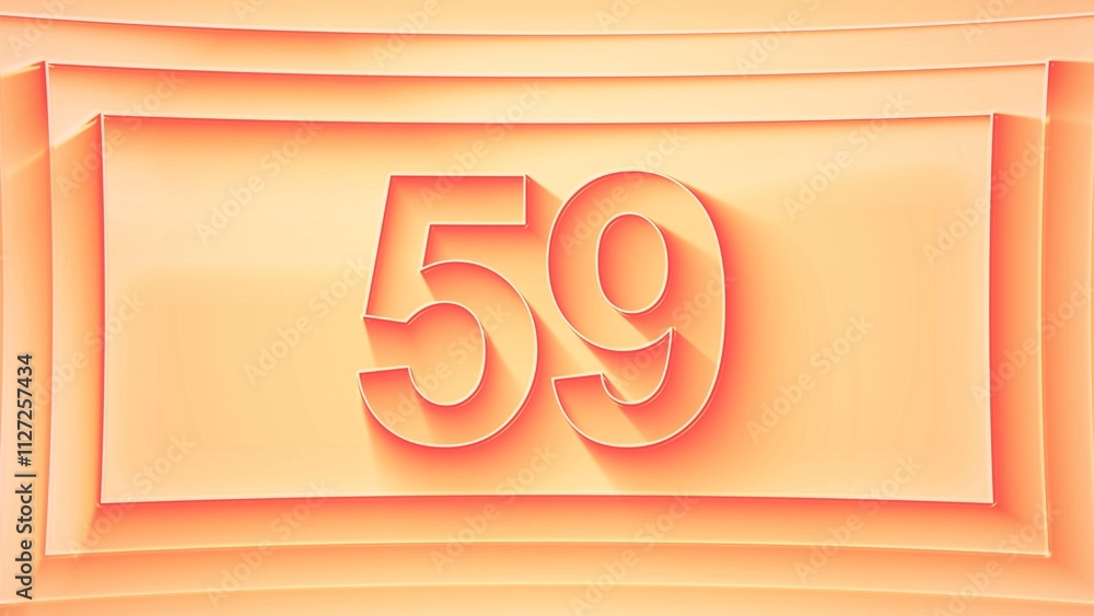 Obraz premium Number 59. Minimalistic embossed number with glittering lights and dynamic shading. 4k.