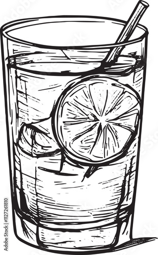 cocktail tropical drink vector illustration hand drawn