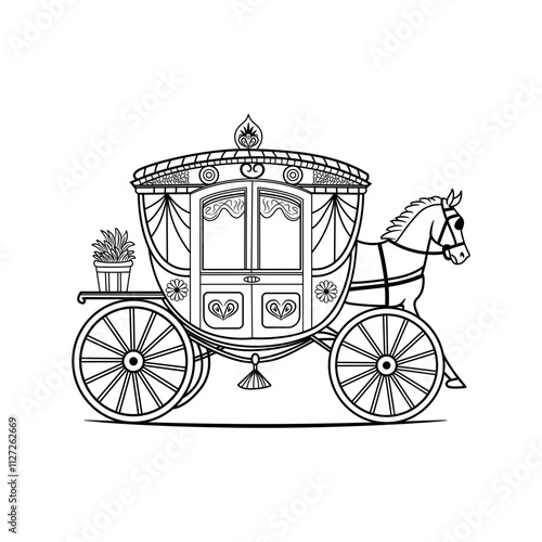 Vintage illustration of old horse carriage