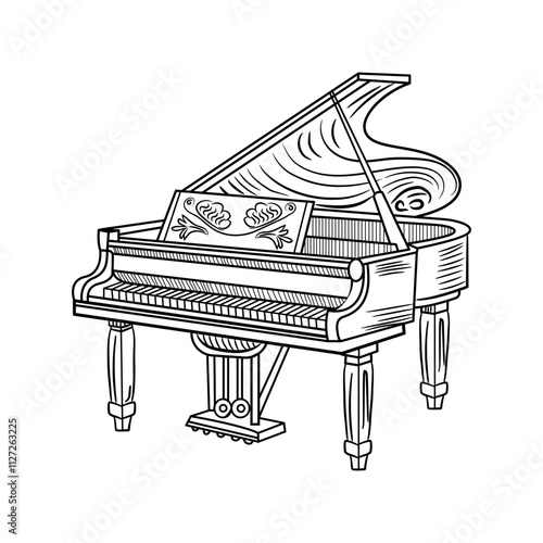 Vintage illustration of an ancient piano