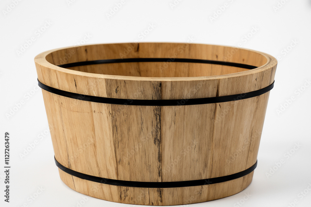 Wooden bucket with black bands on it. Wooden bucket with a white background. A white bucket with a light on it stands on a wooden background. Wooden bucket with white light on the lifestyle. Wooden bucket with black bands on it. Wooden bucket with a white background. A white bucket with a light on it stands on a wooden background. Wooden bucket with white light on the lifestyle.