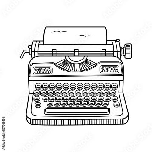 Antique typewriter illustration in vintage style