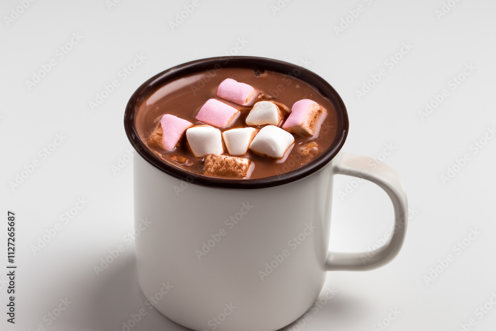 Hot chocolate with marshmallows in mug. Chocolate covered marshmallow on gray background. Glass of chocolate with brown marshmallow on a gray background. A glass of chocolate lifestyle with a gray. Hot chocolate with marshmallows in mug. Chocolate covered marshmallow on gray background. Glass of chocolate with brown marshmallow on a gray background. A glass of chocolate lifestyle with a gray.
