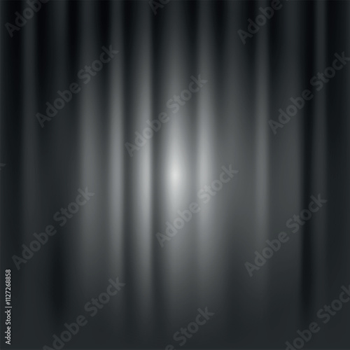 Closed curtain background and spotlight.  Black and white. Theatrical drapes.