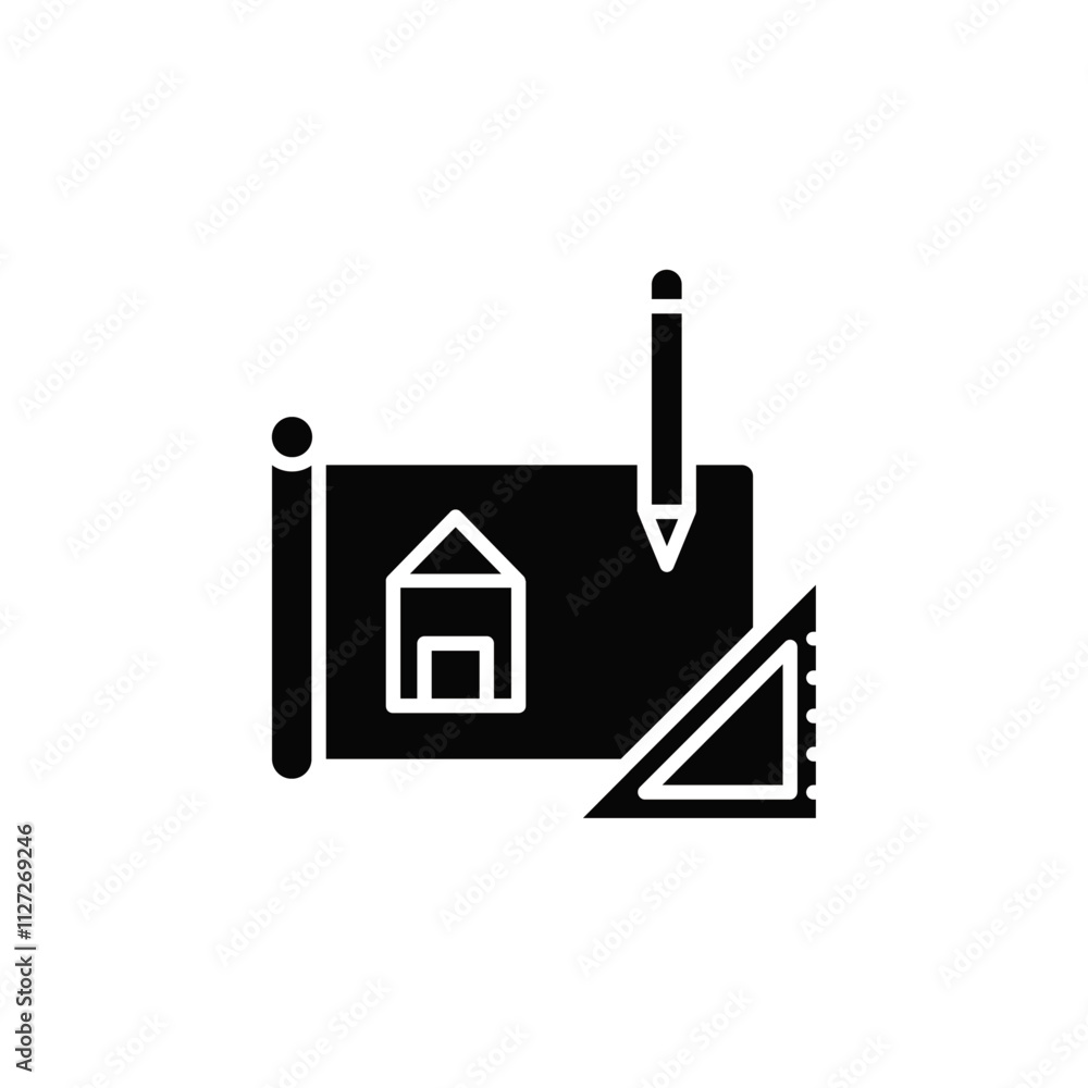 Construction plan icon Vector flat thin line illustration Construction plan icon Vector flat thin line illustration