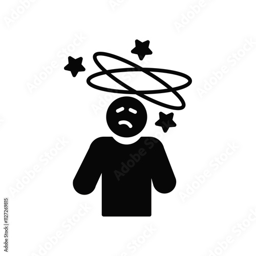 Dizziness icon Vector flat thin line illustration