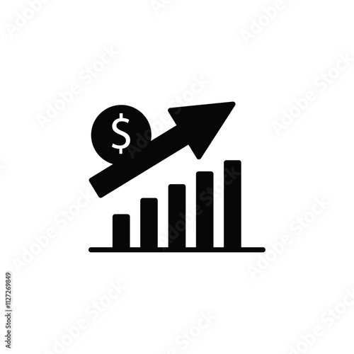 Dollar rate increase icon Vector flat thin line illustration