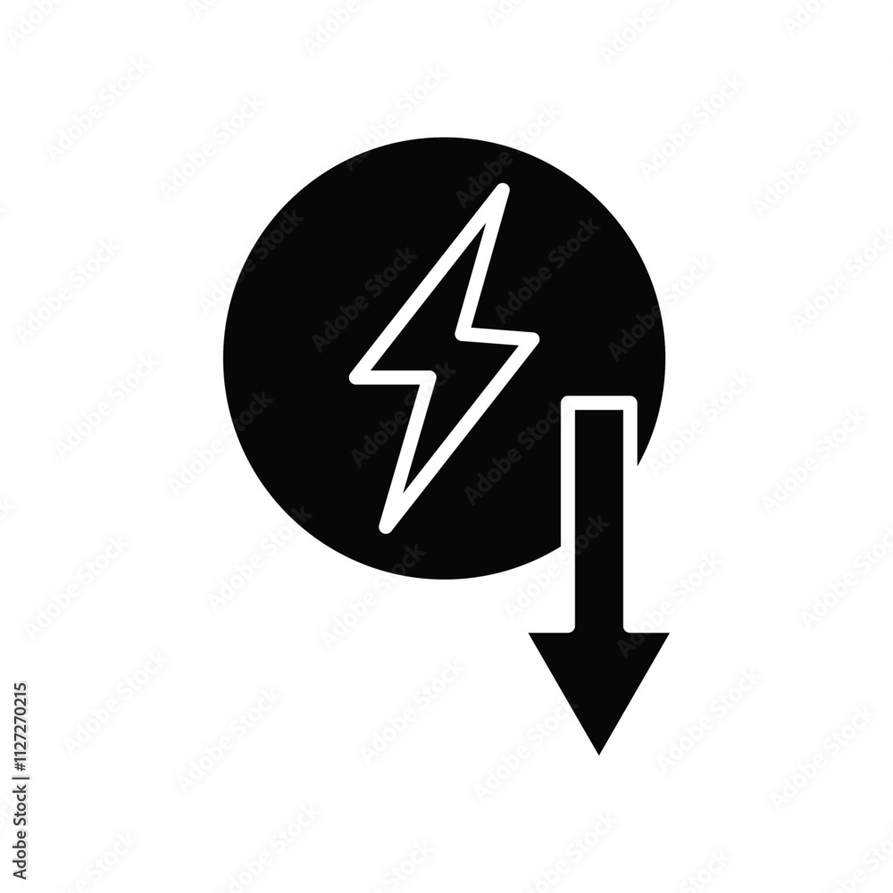 Energy reduction icon Vector flat thin line illustration Energy reduction icon Vector flat thin line illustration