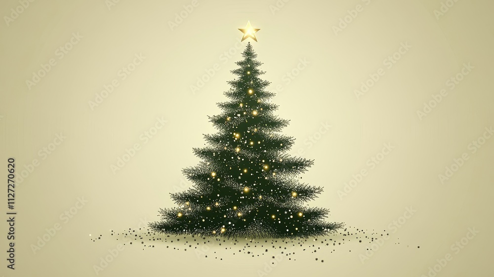 Simple and elegant christmas tree with lights and a star on top Simple and elegant christmas tree with lights and a star on top