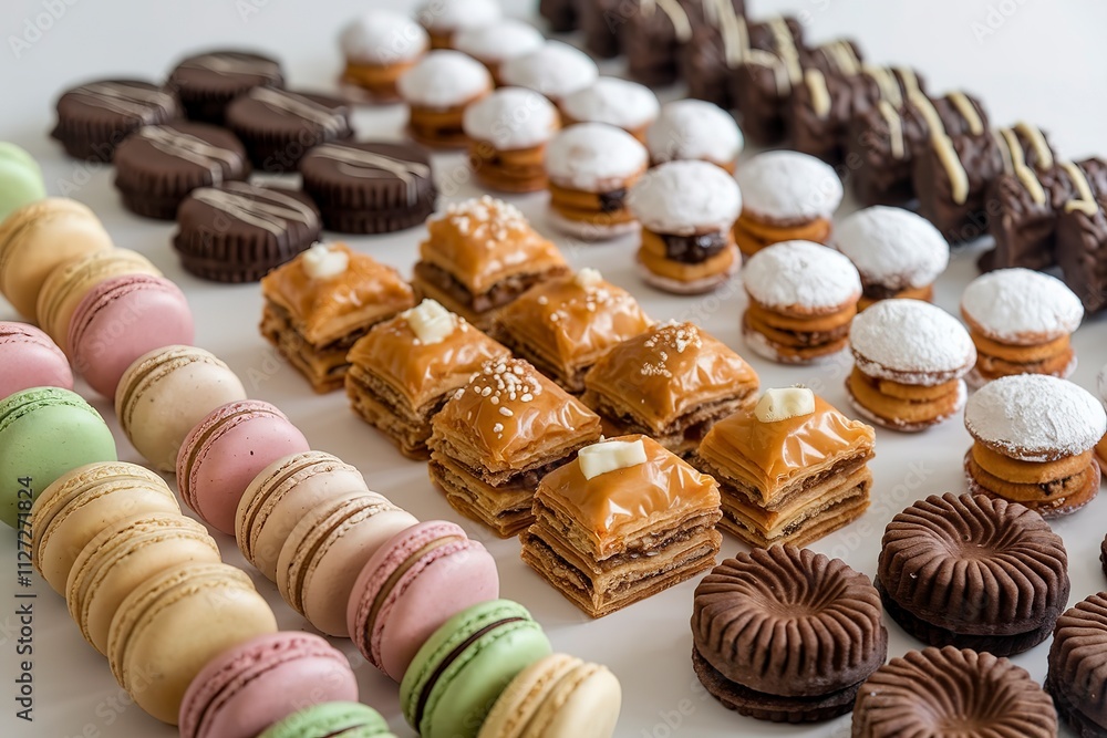 A photo of a variety of sweets and cookies isolated on a white background A photo of a variety of sweets and cookies isolated on a white background