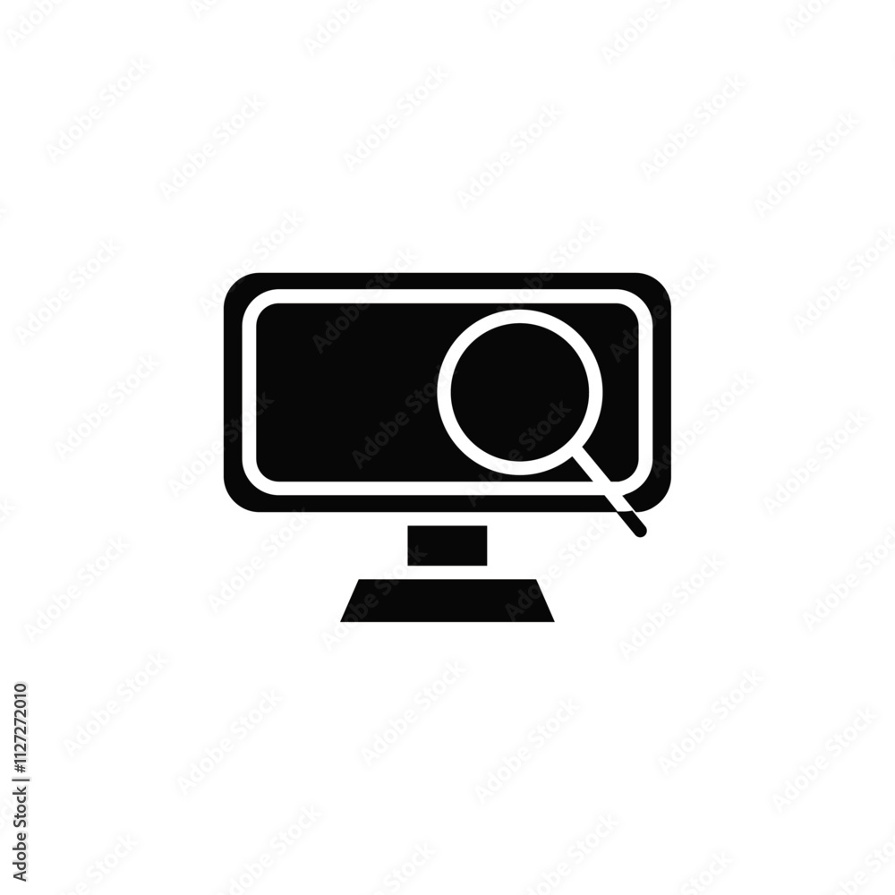 Laptop monitoring screen icon Vector flat thin line illustration Laptop monitoring screen icon Vector flat thin line illustration