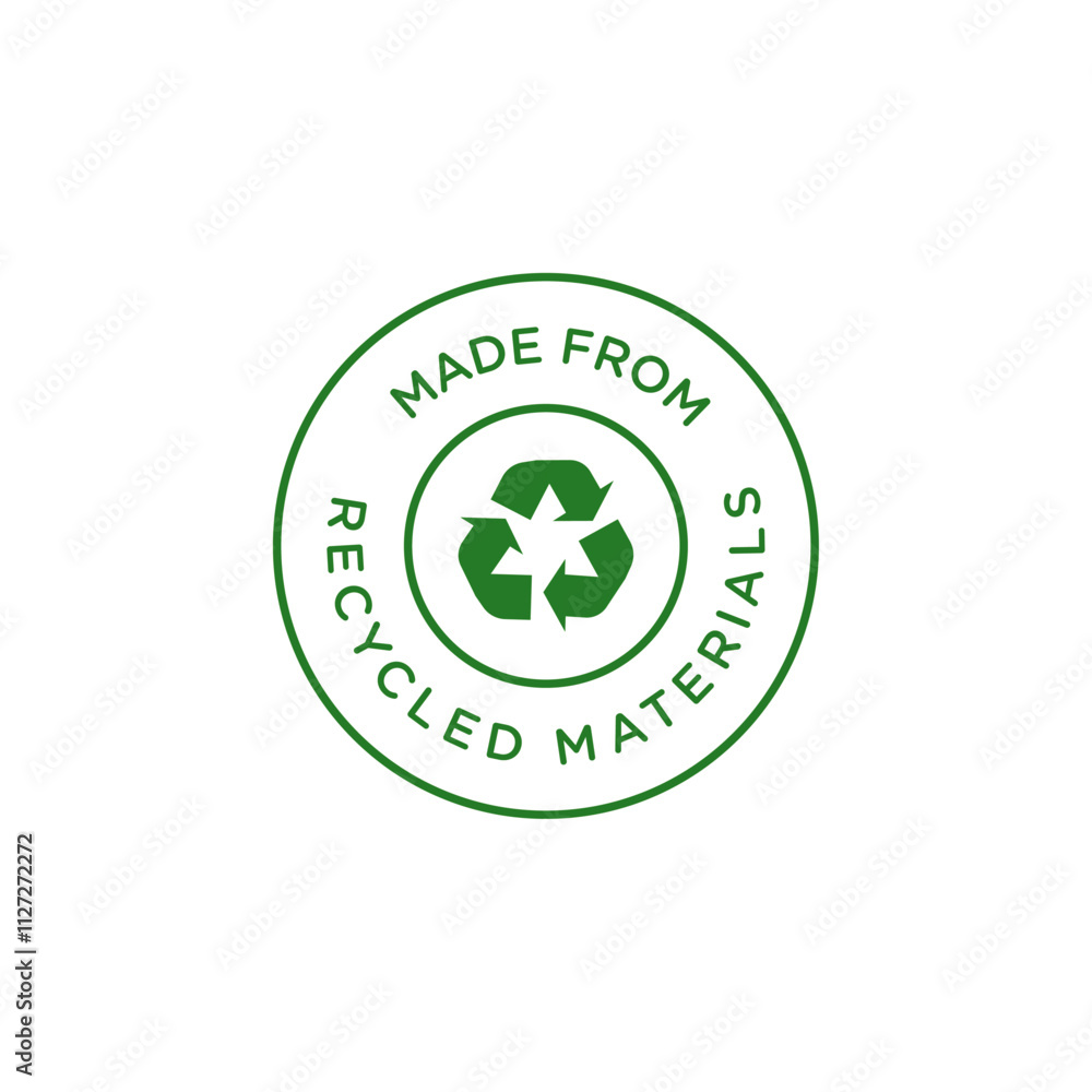 Made from recycled materials icon Vector flat thin line illustration Made from recycled materials icon Vector flat thin line illustration