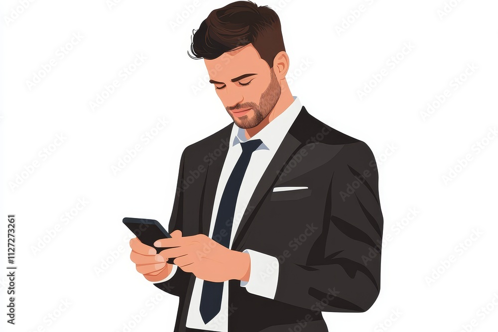 Business Professional in Suit Using Smartphone for Communication and Networking Business Professional in Suit Using Smartphone for Communication and Networking