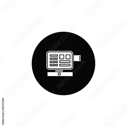 POS system icon Vector flat thin line illustration