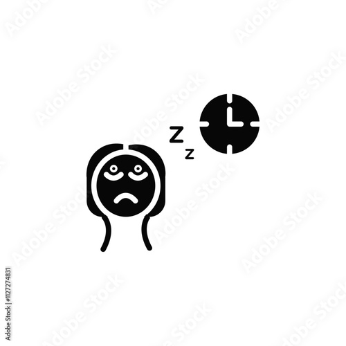 Sleep deprivation icon Vector flat thin line illustration