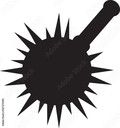 Black Silhouette Spiked Ball Weapon Vector Illustration