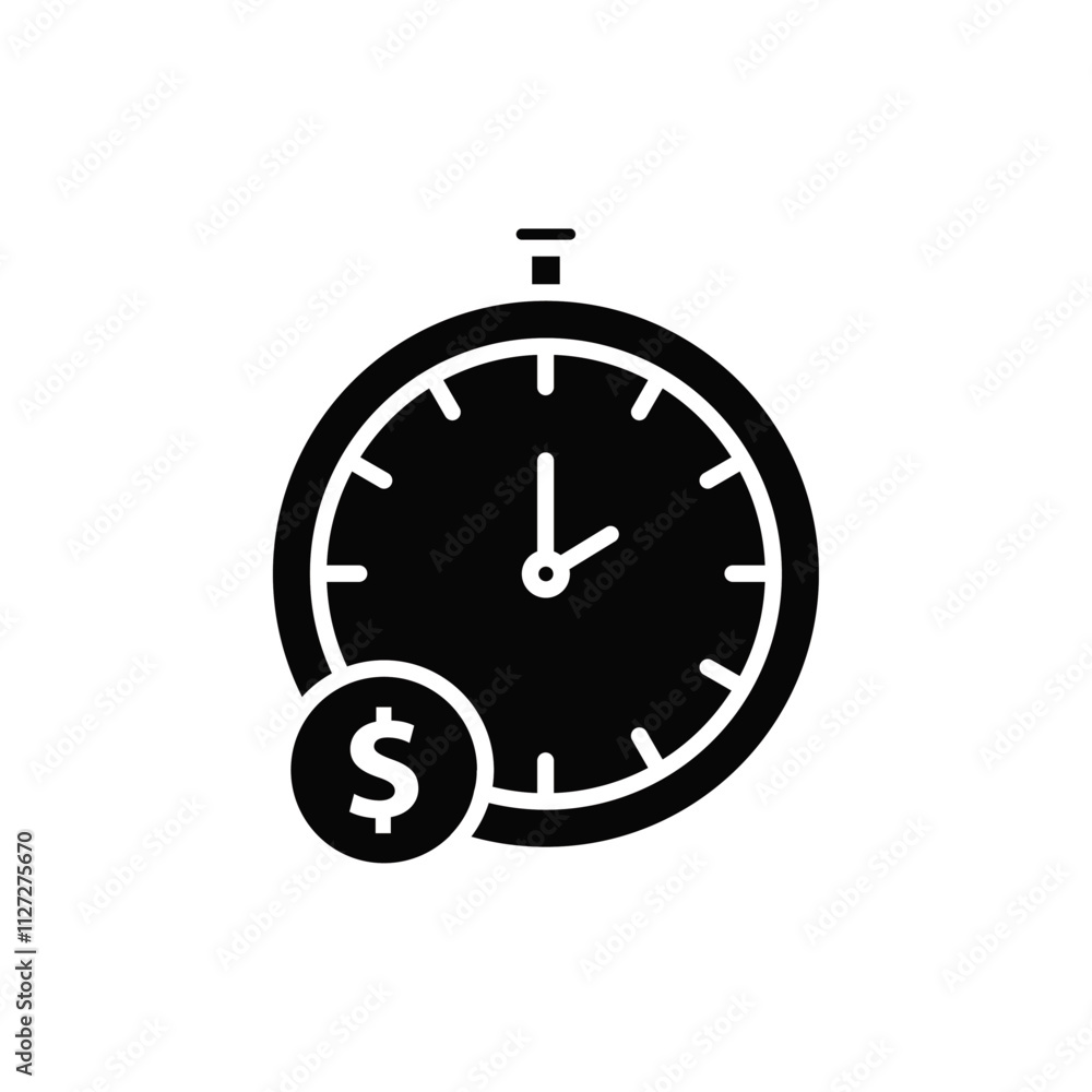 Time is money icon Vector flat thin line illustration Time is money icon Vector flat thin line illustration