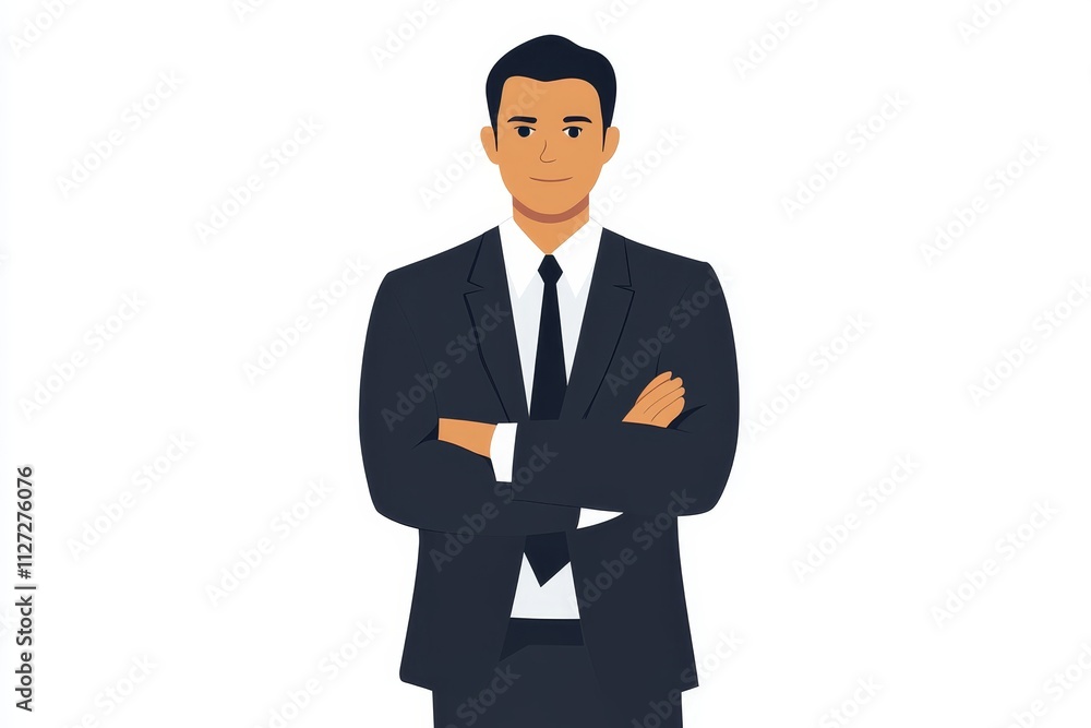 Confident Businessman in Suit with Arms Crossed on White Background for Professional Corporate Use Confident Businessman in Suit with Arms Crossed on White Background for Professional Corporate Use