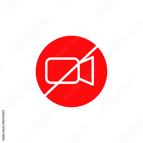 Video off social media icon Vector flat thin line illustration