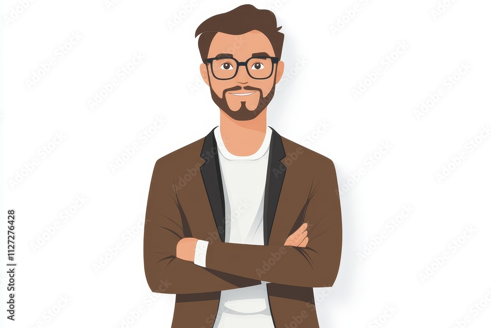 Fotografie A man wearing glasses and a brown jacket