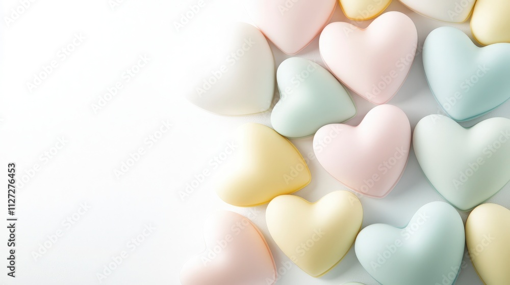 Fototapeta premium Pastel Heart Shapes on White Background