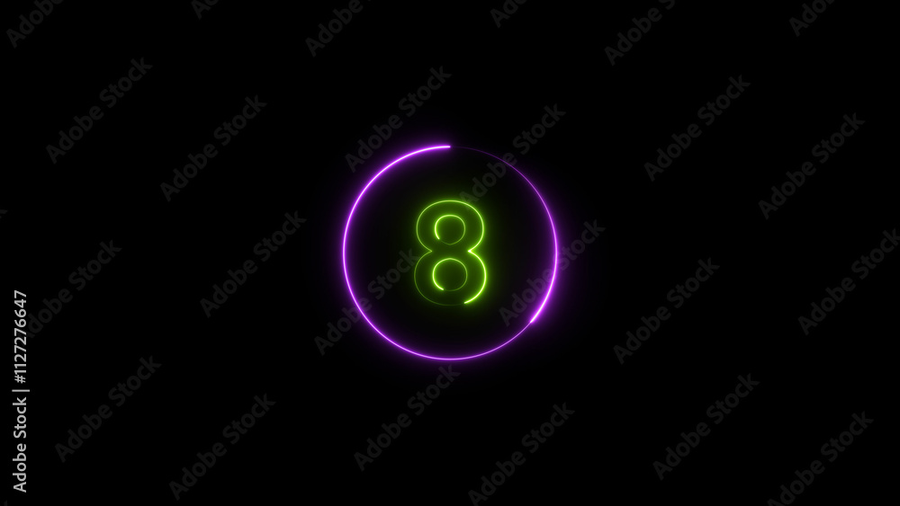 eight seconds countdown neon glowing lime green color 4k illustration on black background. loading magenta color 4k illustration. eight seconds countdown neon glowing lime green color 4k illustration on black background. loading magenta color 4k illustration.