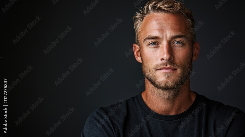 Portrait of a Handsome Man with Blond Hair and a Calm Expression Portrait of a Handsome Man with Blond Hair and a Calm Expression