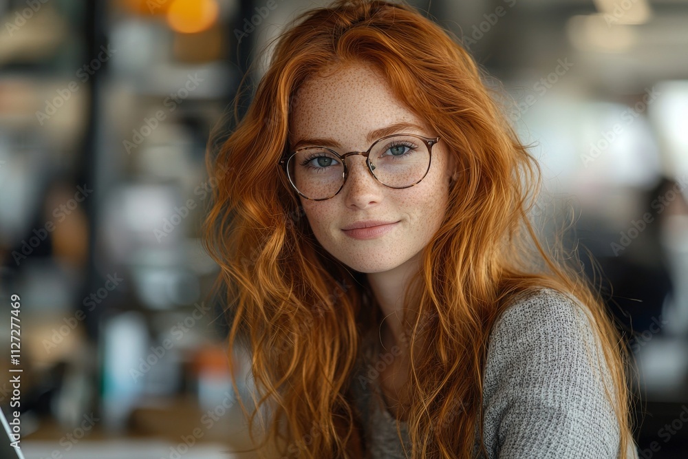 A successful redheaded female freelancer, dressed in formal attire, smiles happily as she watches a webinar on her laptop, takes notes, and works remotely from her workplace. A successful redheaded female freelancer, dressed in formal attire, smiles happily as she watches a webinar on her laptop, takes notes, and works remotely from her workplace.