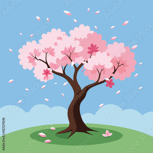 Beautiful sakura flowers isolated on white
