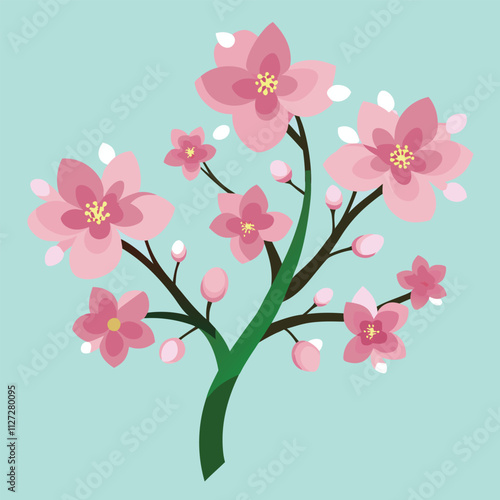 Beautiful sakura flowers isolated on white