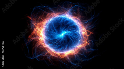 Abstract glowing energy sphere with vibrant colors and swirls