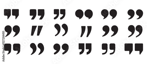 Black quotes icon set. Speech mark. Quotemarks outline speech marks, inverted commas, or talking marks collection. Illustration EPS 10