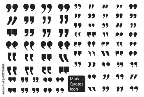 Black quotes icon set. Speech mark. Quotemarks outline speech marks, inverted commas, or talking marks collection. Illustration EPS 10