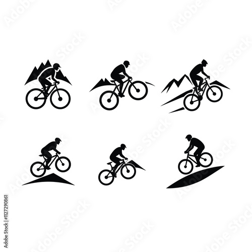montain biker or offraod biker cycling vector