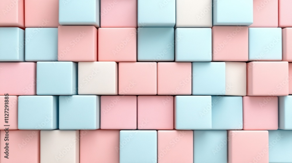 A colorful arrangement of pastel blocks in pink, blue, and white, creating a playful pattern. A colorful arrangement of pastel blocks in pink, blue, and white, creating a playful pattern.