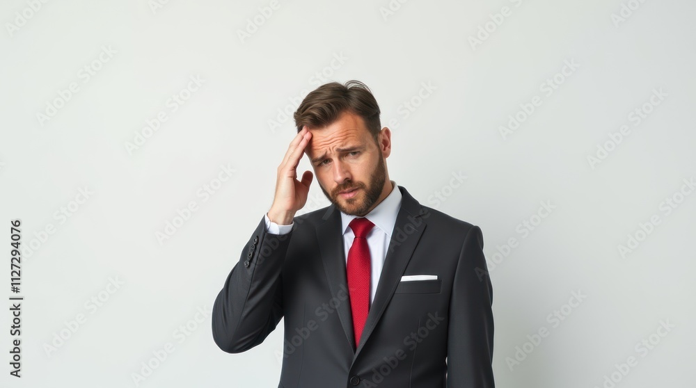 Businessman in Suit Looks Puzzled While Scratching His Head in Confusion Businessman in Suit Looks Puzzled While Scratching His Head in Confusion