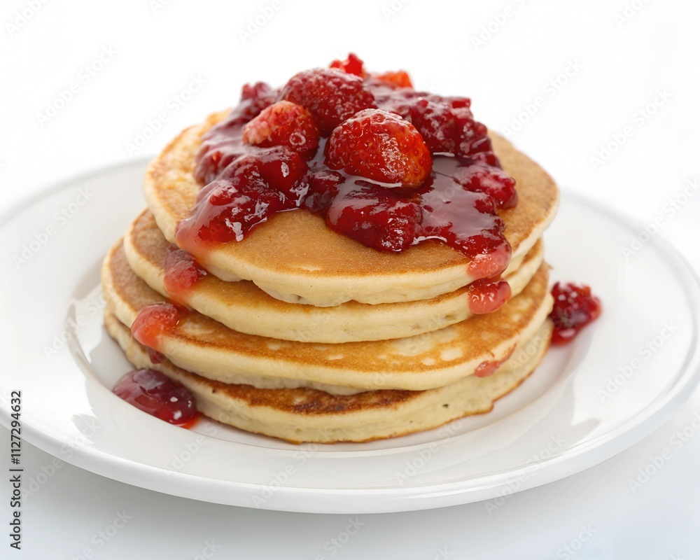 pancakes with strawberry jam isolated on white background
pancakes with strawberry jam isolated on white background