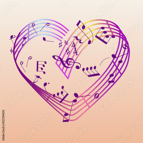 music partiture forming heart love symbol