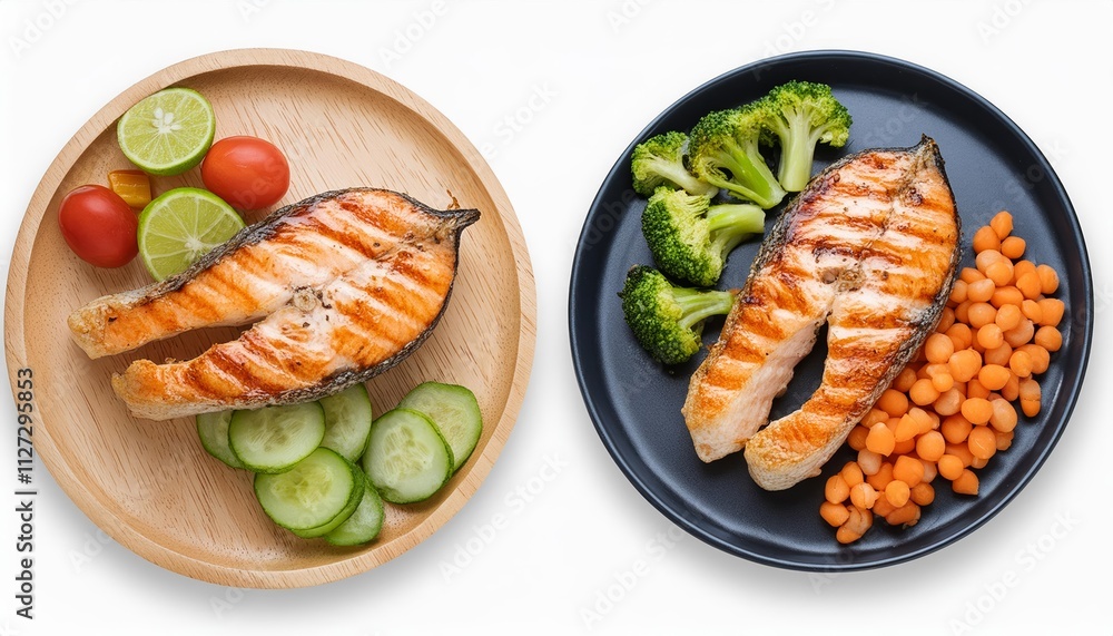 Delicious Grilled Salmon Steak with Fresh Vegetables on Transparent Background Perfect for Healthy Eating and Culinary Inspiration Delicious Grilled Salmon Steak with Fresh Vegetables on Transparent Background Perfect for Healthy Eating and Culinary Inspiration